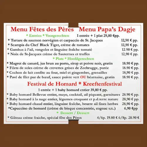 Menu Papa's dagje